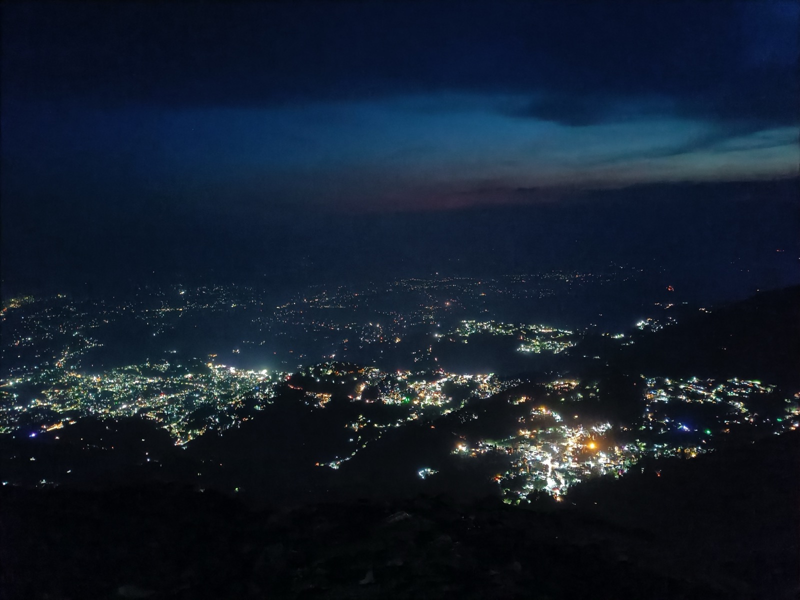 Dharamshala and McLeodganj night view from Triund